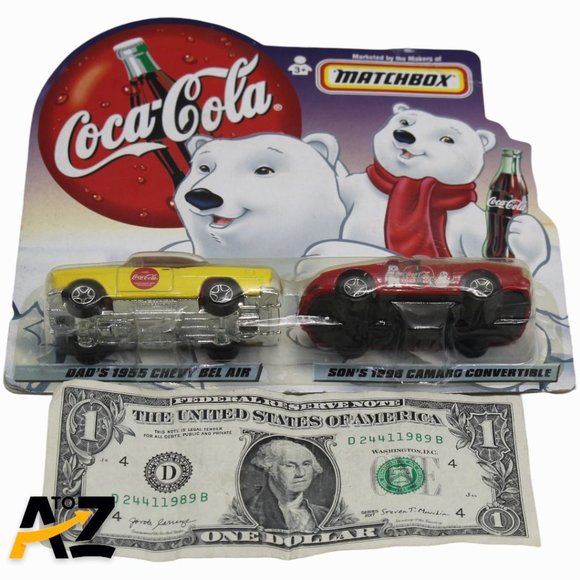 NIP Matchbox Coca Cola 1955 Chevy Bel Air 1998 Camaro Converible Set 1:64 C22-83 - Picture 5 of 12